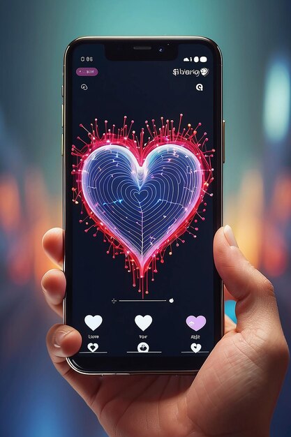 El icono del corazón se muestra en la pantalla de un teléfono inteligente IA generativa