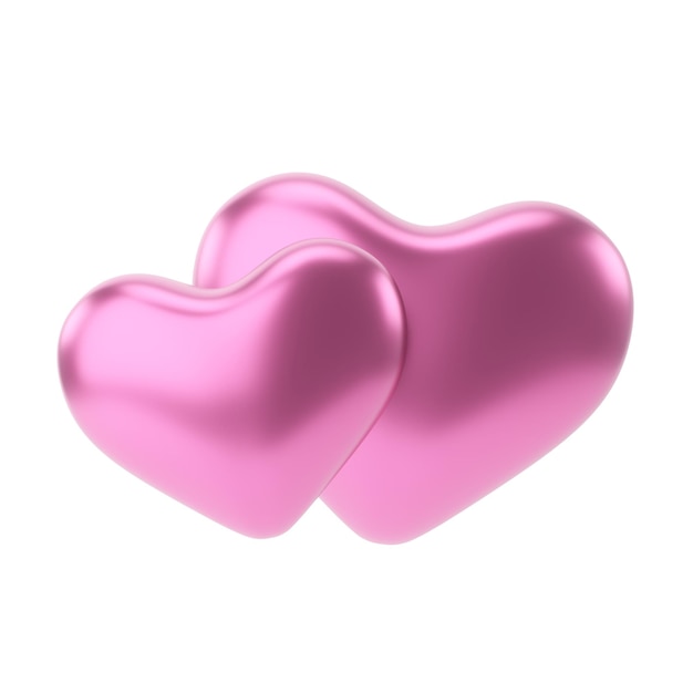 Icono de corazón rosa Modelo de corazón 3D Ilustración 3D