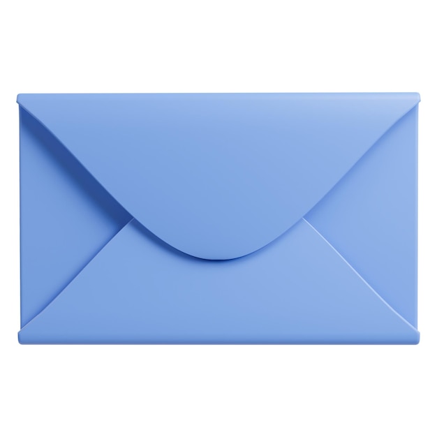 icono de correo azul renderizado en 3D sobre fondo blanco