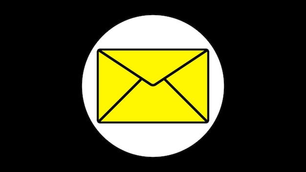 Ícono de correo electrónico en un fondo blanco y negro