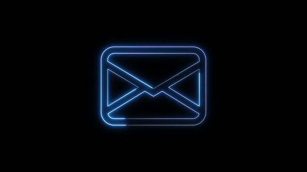 Icono de correo electrónico de neón en un fondo abstracto oscuro