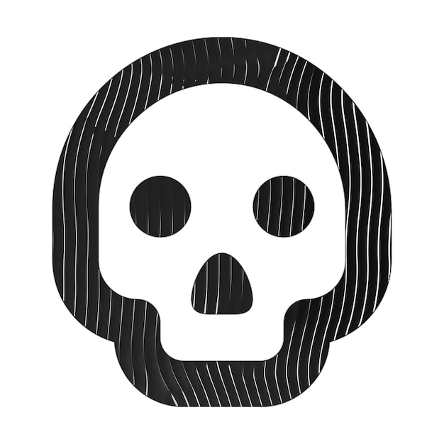 icono del cráneo textura de líneas blancas y negras
