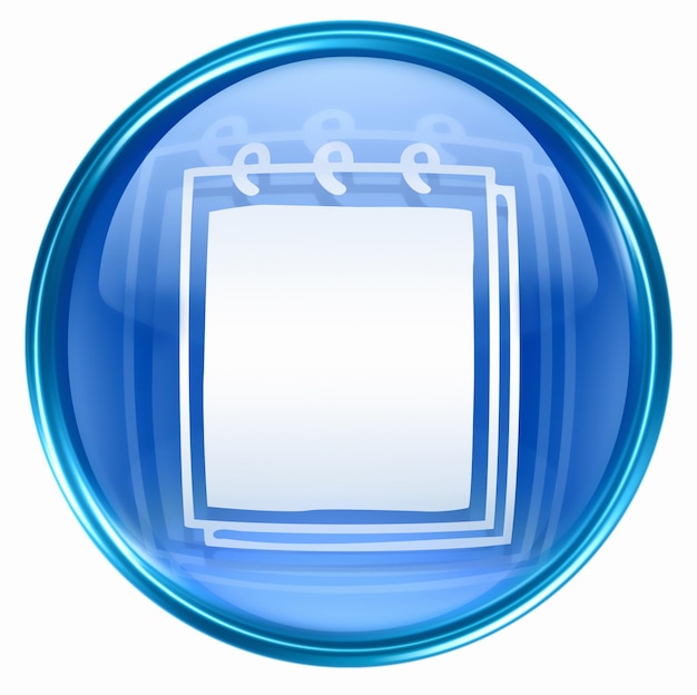 Foto el icono del cuaderno azul aislado en blanco