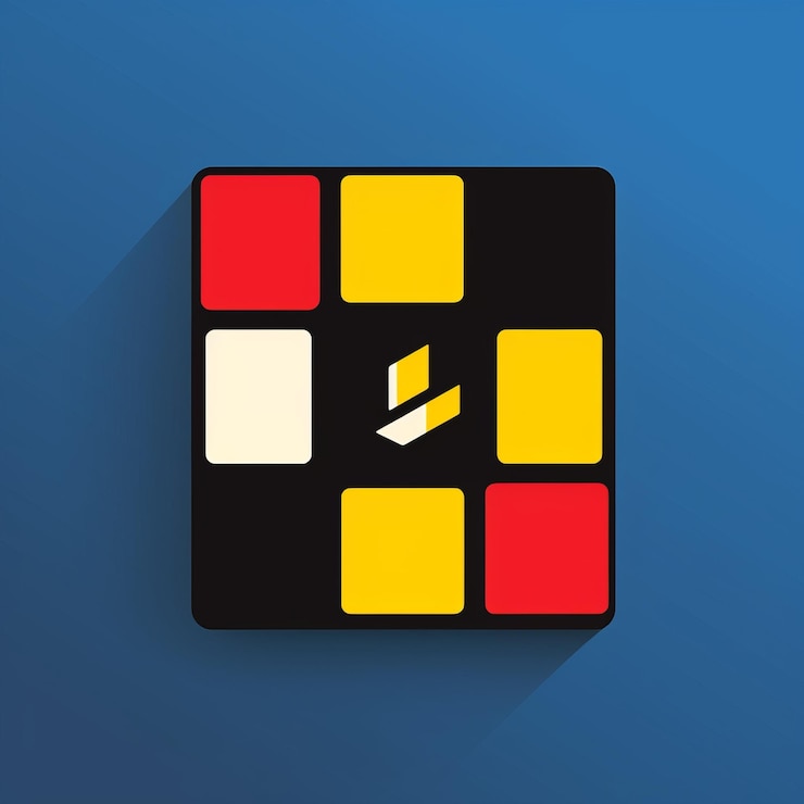 Foto icono del cubo de rubik39s en un fondo azul