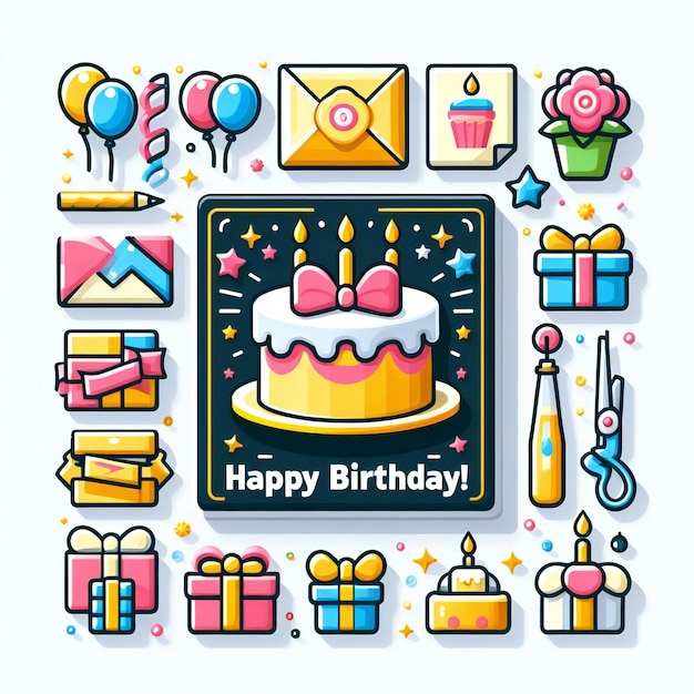 icono de cumpleaños feliz aislado