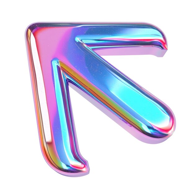 El icono del cursor de la flecha iridescente de fondo blanco armamento púrpura