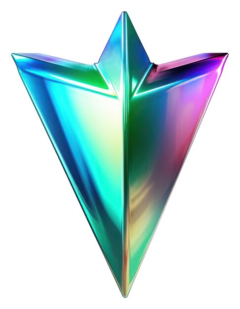 El icono del cursor de la flecha PNG es un origami iridescente de fondo blanco.