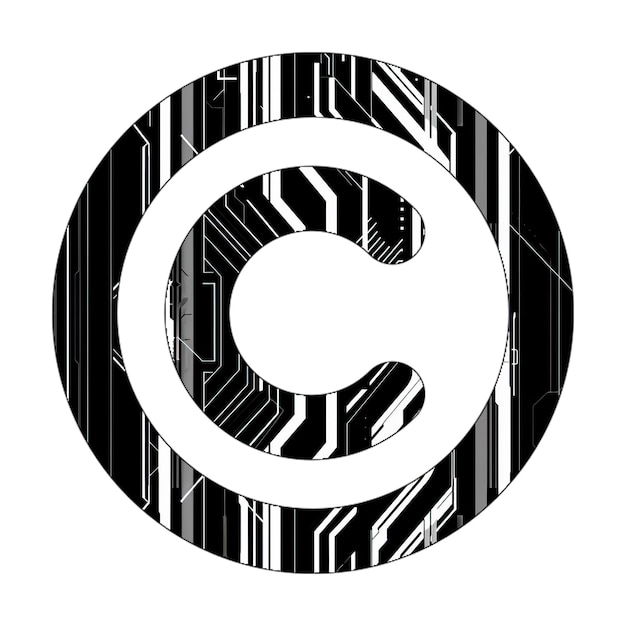 icono de derechos de autor textura de tecnología blanca y negra