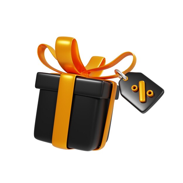 Icono de descuento de regalo en renderizado 3D Concepto de icono de oferta de descuento de compras