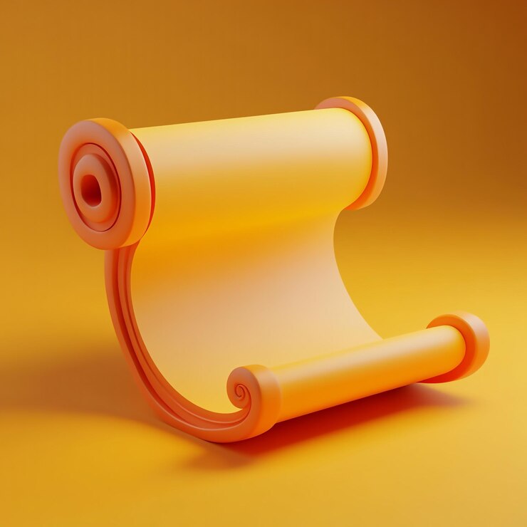 Foto icono de desplazamiento 3d escritura histórica y logotipo de ilustración de documentos