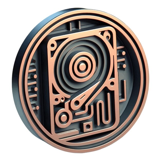 Icono de disco duro 3d en círculo
