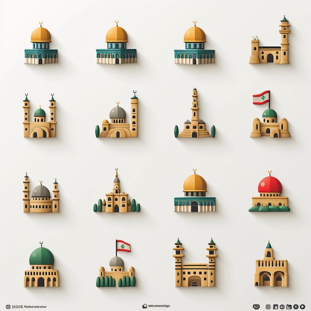 Foto icono de diseño 3d con puntos de referencia de jerusalén en colores vibrantes