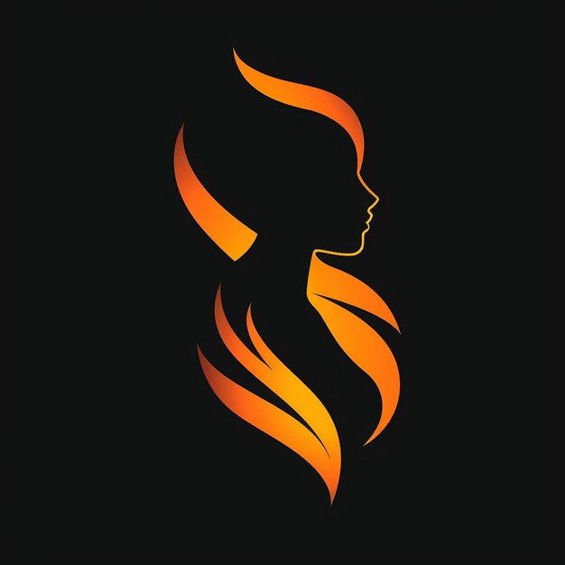 Foto icono de diseño de logotipo chica plana