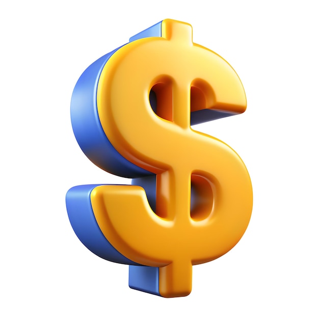 Icono de dólar 3d foto signo de dólar 3D en estilo de renderización icono 3D en fondo blanco