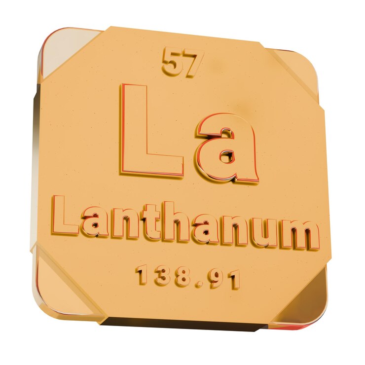 Foto icono dorado 3d lanthanum elemento la de la tabla periódica