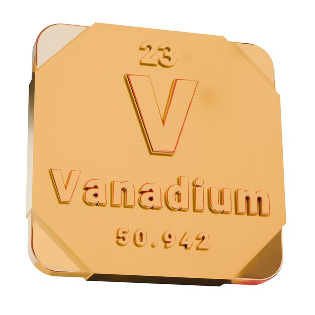 Icono dorado 3D Vanadio V Elemento de la tabla periódica