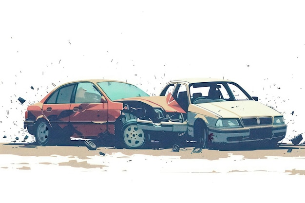 icono de dos accidentes automovilísticos en fondo blanco