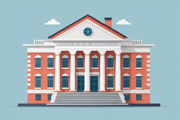 Icono de edificio escolar en estilo plano Ilustración vectorial de educación universitaria en fondo blanco aislado