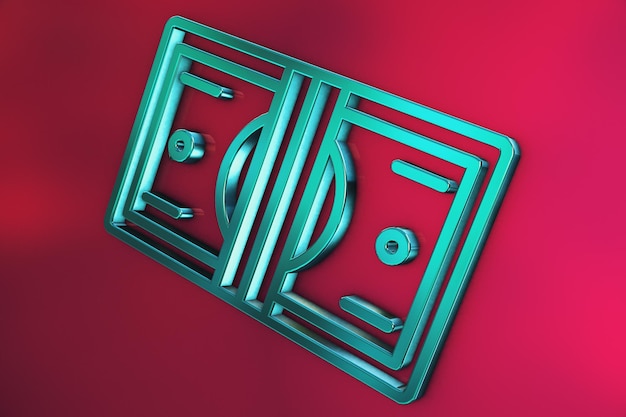 icono de efectivo 3d sobre fondo rosa de reflexión