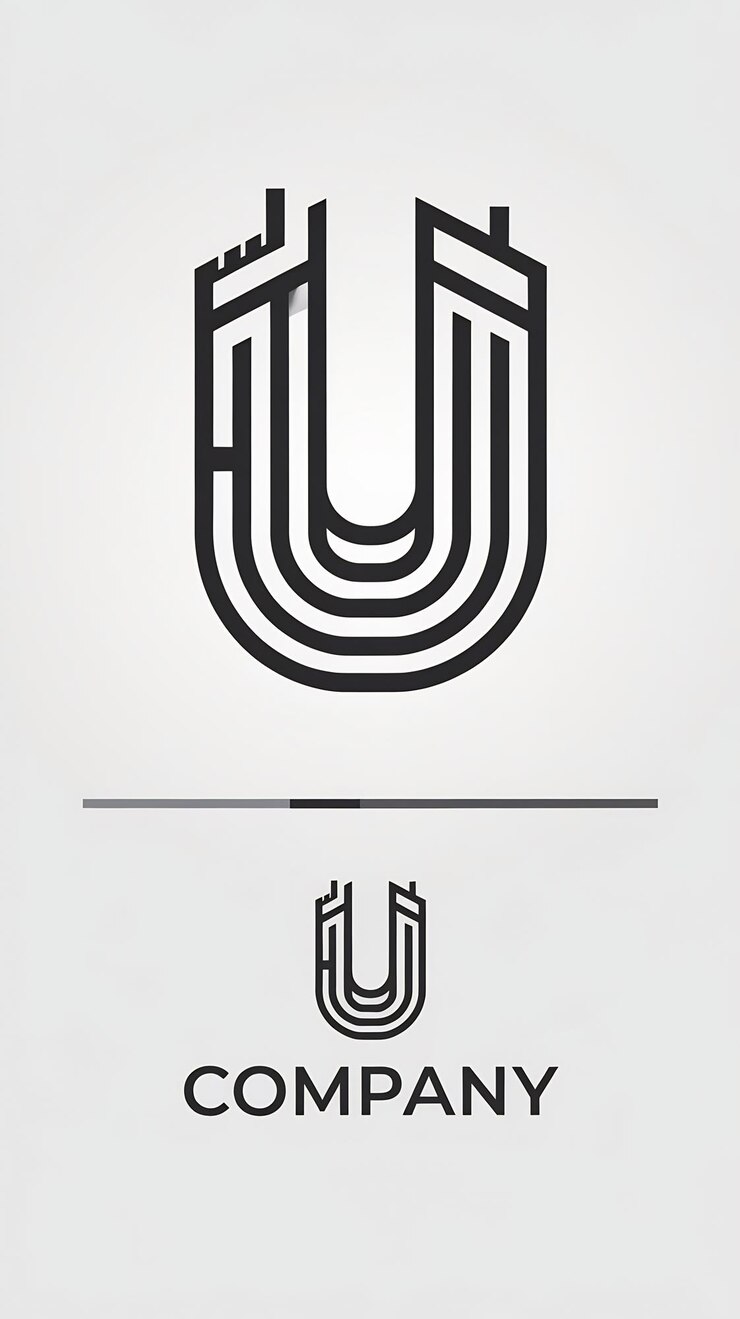 Foto el icono de la empresa de la letra u, los signos planos, los símbolos planos, el conjunto de logotipos
