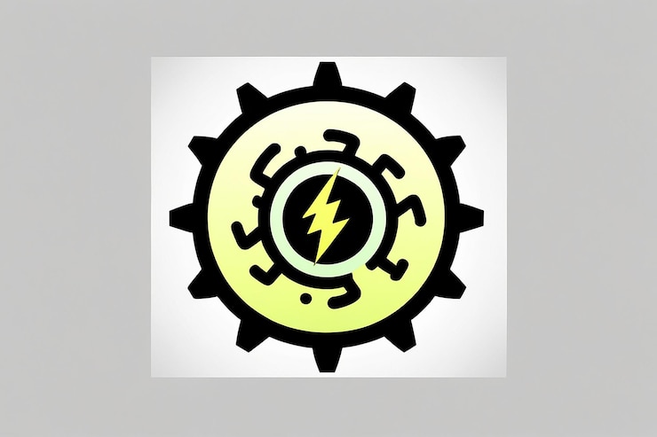 Foto icono de energía eléctrica con silueta de engranaje