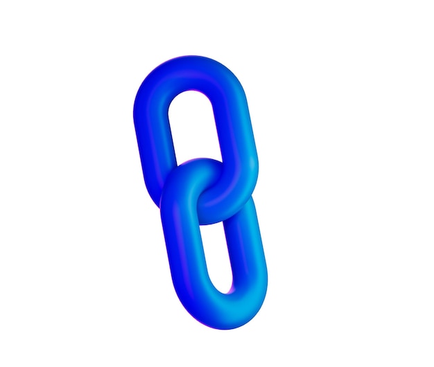 Icono de enlace de cadena azul 3D con un acabado brillante que simboliza la conexión y la unidad Ilustración 3D