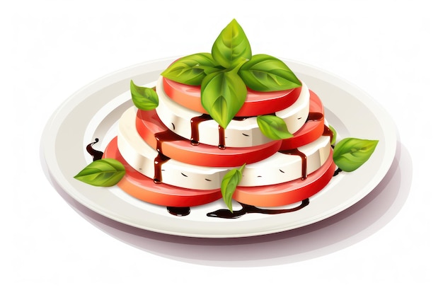 El icono de la ensalada de Caprese en fondo blanco