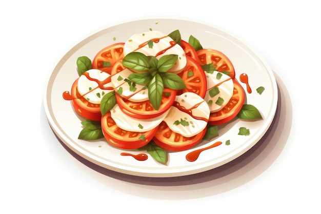 El icono de la ensalada de Caprese en fondo blanco