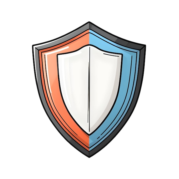 Icono de escudo en estilo de dibujos animados aislado en fondo blanco Símbolo de seguridad Ilustración vectorial de acciones
