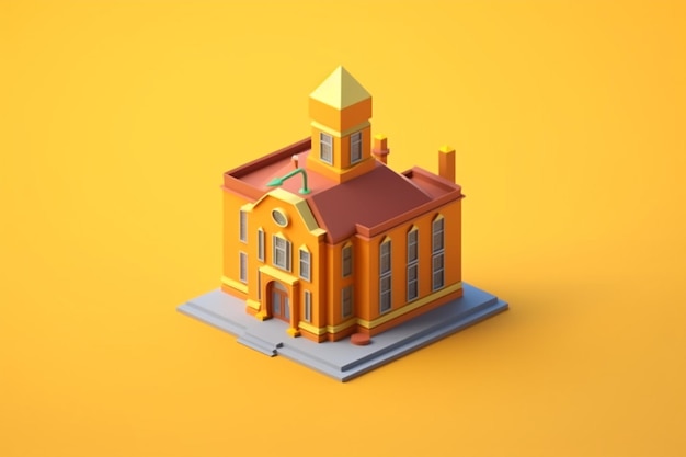 Icono de la escuela moderna 3d