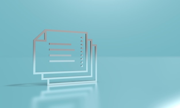 Icono de esquema de archivos o documentos. Ilustración 3D, representación 3D.