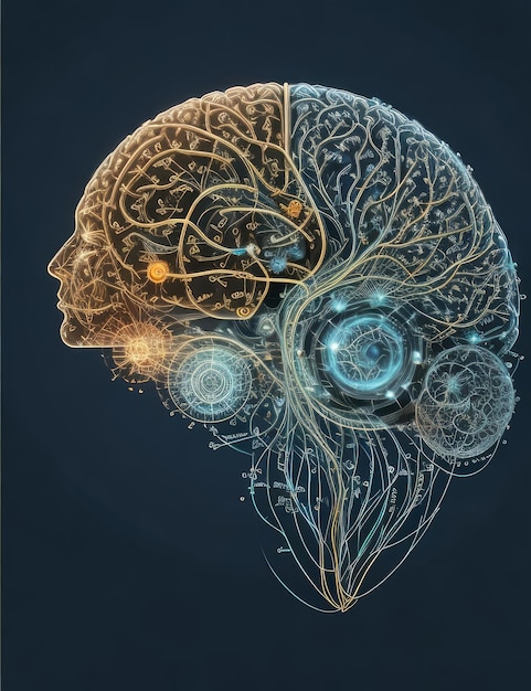 Foto un icono estilizado del cerebro rodeado por un brillo suave o aura que representa el impulso del conocimiento ai