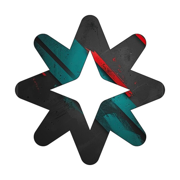 icono de la estrella de Navidad diagonal negro verde rojo