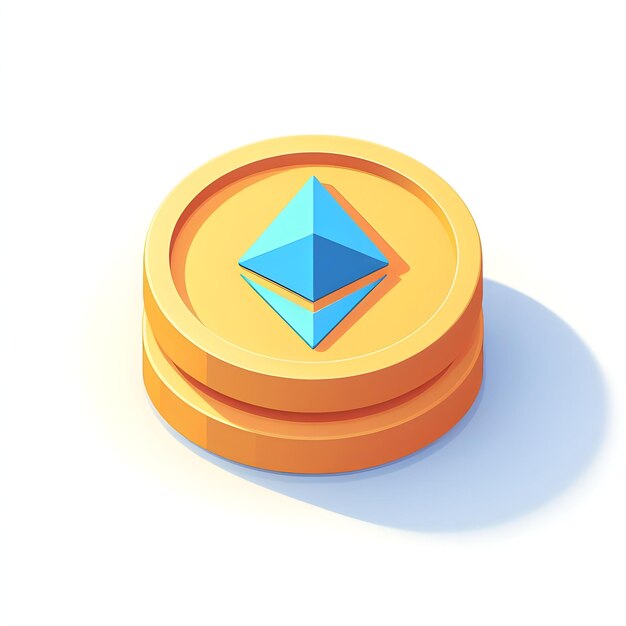 Icono de Ethereum con fondo blanco y estilo lindo aislado 1jpg