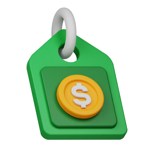 icono de etiqueta de precio 3D aislado en el fondo blanco