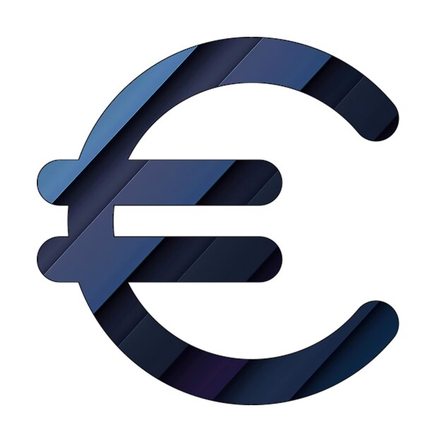 Foto icono del euro azul cian textura diagonal oscura