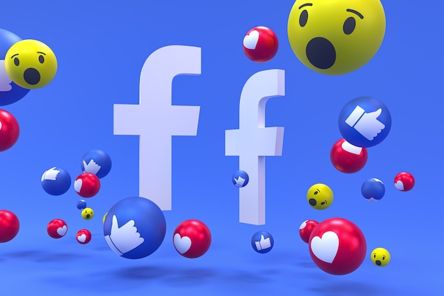 Icono de Facebook en la pantalla del teléfono inteligente o render 3d móvil y reacciones de Facebook