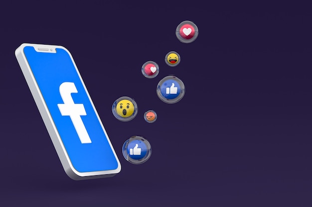 Icono de Facebook en la pantalla del teléfono inteligente o teléfono móvil 3D Render