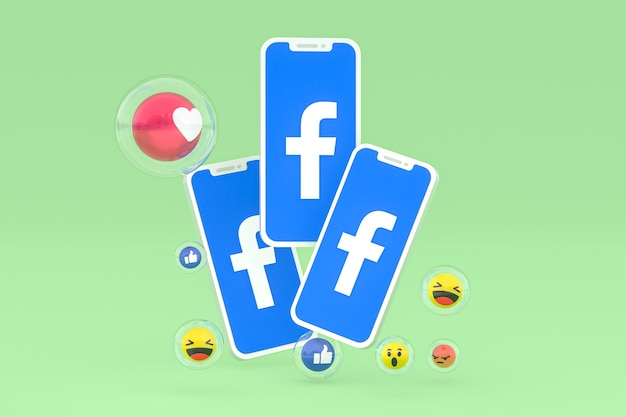 Icono de Facebook en la pantalla del teléfono inteligente o teléfono móvil 3D Render