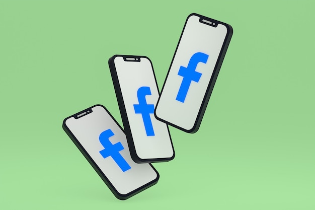 Icono de Facebook en la pantalla del teléfono inteligente o teléfono móvil 3D Render