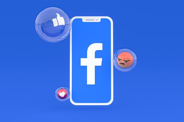 Icono de Facebook en la pantalla del teléfono inteligente o teléfono móvil 3D Render