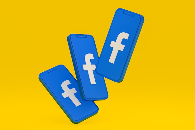 Icono de Facebook en la pantalla del teléfono inteligente o teléfono móvil 3D Render