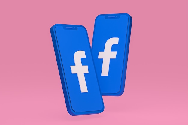 Foto icono de facebook en la pantalla del teléfono inteligente o teléfono móvil 3d render