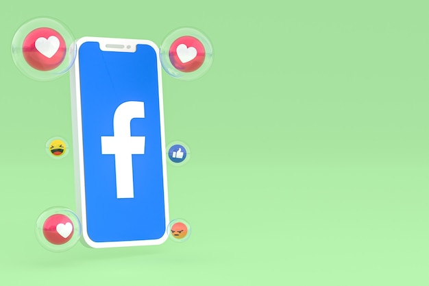 Icono de Facebook en la pantalla del teléfono inteligente o teléfono móvil 3D Render