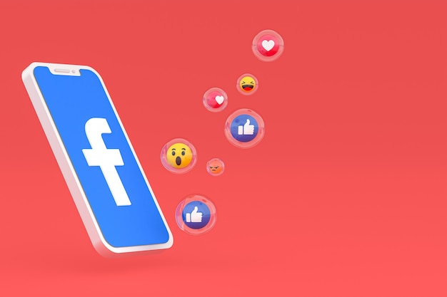 Icono de Facebook en la pantalla del teléfono inteligente o teléfono móvil 3D Render