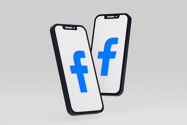 Icono de Facebook en la pantalla del teléfono inteligente o teléfono móvil 3D Render