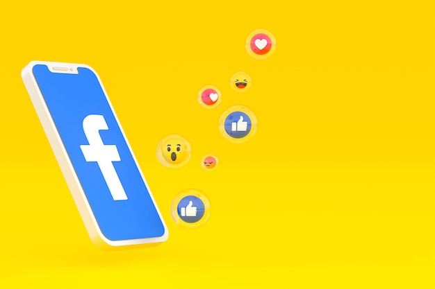 Icono de Facebook en la pantalla del teléfono inteligente o teléfono móvil 3D Render