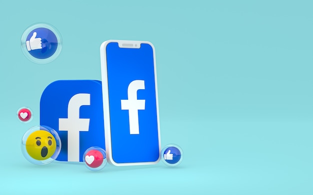 Icono de Facebook en la pantalla del teléfono inteligente y reacciones de Facebook