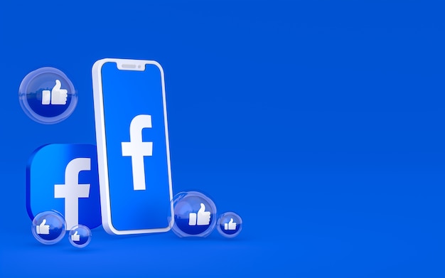 Icono de Facebook en la pantalla del teléfono inteligente y reacciones de Facebook