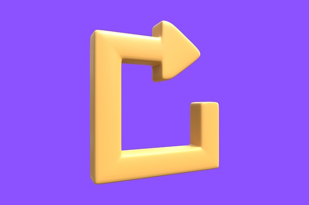 Icono de flecha amarilla 3D con fondo morado 27